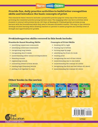 180 Days™: Reading, High-Frequency Words, & Printing 3-Book Set for Pre-Kindergarten Practice Workbook for Classroom and Home, Cool and Fun Practice Created by Teachers (180 Days of Practice)