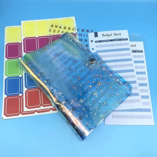 ONMYJFD 26Pieces A6 Budget Binder Cover Planner Organizer Waterproof with 10 Binder Pockets,Budget Sheets, 2 Sheets of Colorful Labels(D)