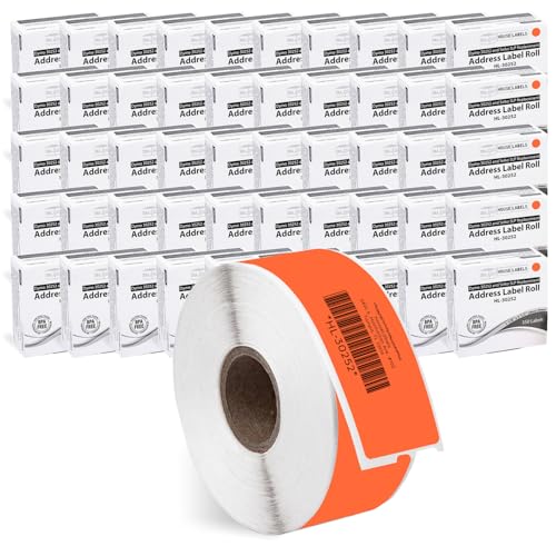 HouseLabels Compatible with Dymo 30252 Labels, Orange, 1-1/8" x 3-1/2"