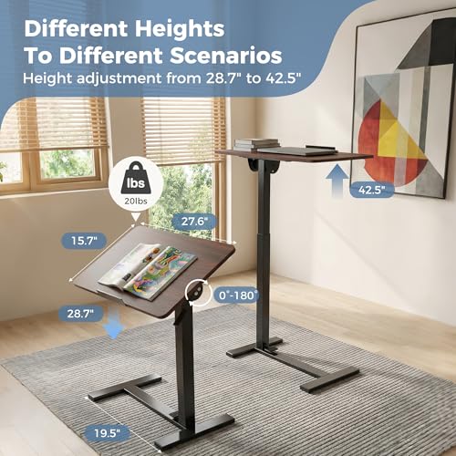 DUMOS Rolling Desk, Laptop Desk, Overbed Table with Wheels for Home