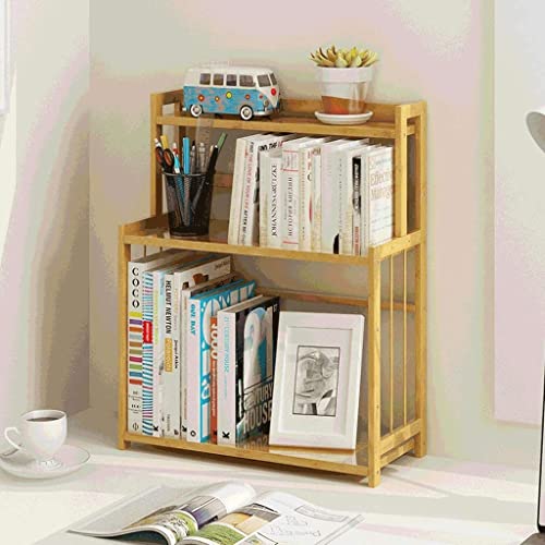 Modern Bookshelf 3 Tiers Bamboo Bookshelf Bookshelves Student Office Desktop Simple Storage Rack Small Bookcase,Open Shelving Books Holder Organizer (Color : 40 * 18 * 53cm)