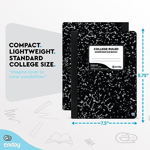 Enday Composition Notebook College Ruled (48 Pack) - Marble Composition Notebook, College Ruled Composition Notebook, Composition Notebook Bulk, 100 Sheets Composition Books for School and Office