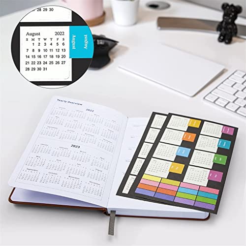 QERTYHKK A5 Size 2022-2023 Planner Academic Weekly & Monthly Tabs, Leather Cover,Month Label,Thick Paper,Pencil String