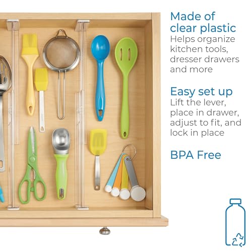 iDesign Plastic Adjustable Deep Drawer Dividers, Set of 8, Clear