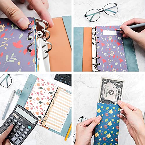 QERTYHKK A6 PU Leather Budget Binder Notebook Cash Envelope System Money Organizer with 12 Envelopes, Sheets, Label