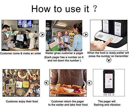 Restaurant Pager System, Pagers for Restaurants 1640ft Range, Waterproofs