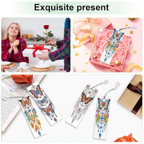 4Pcs Butterfly DIY Diamond Art Bookmark Set (B)