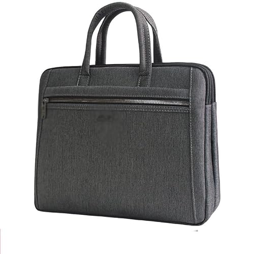 WSNHFUD Men's Document Bag Canvas Business Conference Briefcase Zipper Multi layer Thickened Handheld