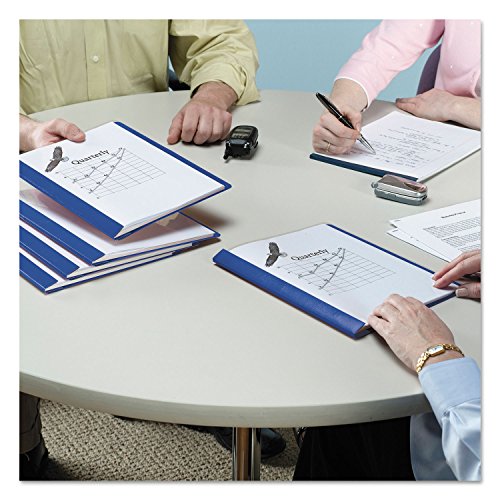 Vinyl Report Cover, Tang Clip, Letter, 1/2" Capacity, Clear/Blue, 25 per Box