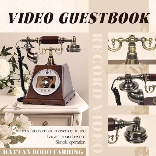 Creative Record Audio GuestBook, Video & Audio Guest Book, Video Audio Phone Guestbook, With Lens Recording, Volume Adjustable, 99 Custom Photos, For Wedding Birthday, Graduations, Baby Shower A