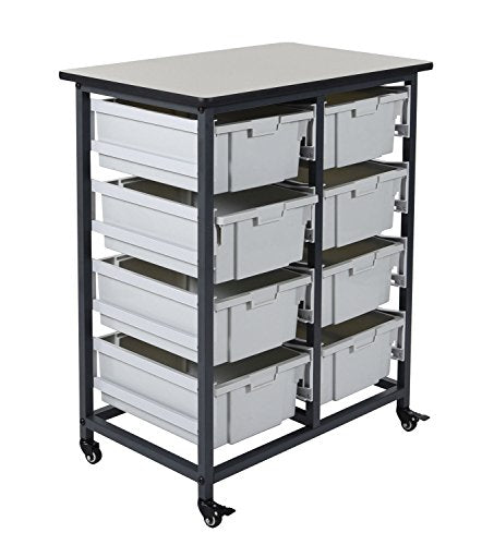 LUXOR MBS-DR-8L Mobile Bin System - Double Row Gray 20 L x 30 75 W x 37 5 H