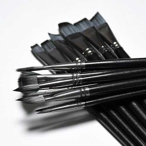BXFIRS Nylon Hair Black Art Paintbrush Sets 15Combination Acrylic Brush Set