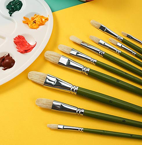 JSEIAJB 6pcs/Set, Artist Oil Painting Brushes Tongue Peak Painting Brush Set Drawing Art Supplies