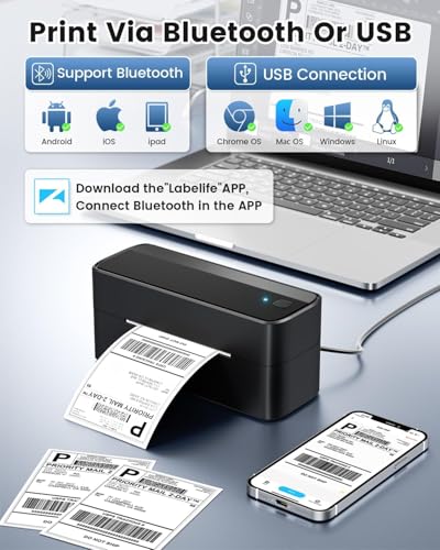 Phomemo Bluetooth Shipping Label Printer,241BT Label Printer & 20Pcs Labels