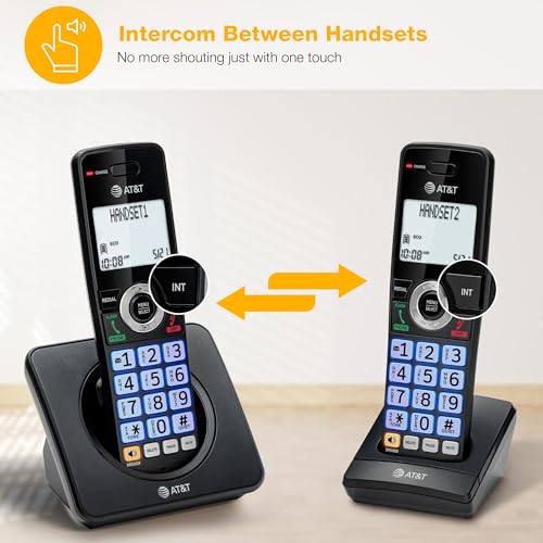 AT&T 4-Handsets Landline Home Phone with Call Blocker, Caller ID/Call Waiting, Full-Duplex Handset Speakerphone, Backlit Keypad & Display, Rechargeable Battery, ECO Mode, DECT 6.0: GL2101-41