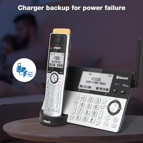VTech IS8151-3 Super Long Range 3 Handset DECT 6.0 Cordless Phone for Home with Answering Machine, 2300 ft Range, Call Blocking, Bluetooth, Headset Jack, Power Backup, Intercom, Expandable to 12 HS