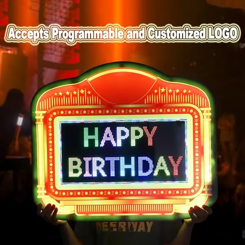 Customized Bottle Presenter LED Letter Board LED Letter Billboard Bar Atmosphere Props Nightclub Rechargeable Bottle Girl Signs, APP Programmable, with 2x5000mAh Batteries, Acrylic Frame