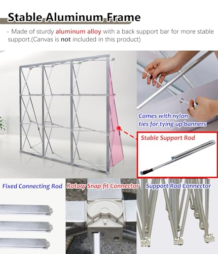 YDBMY Collapsible Pop Up Display Stand, Heavy Duty Trade Show Booth, Portable Tension Fabric Backdrop Rack for Outdoor Events