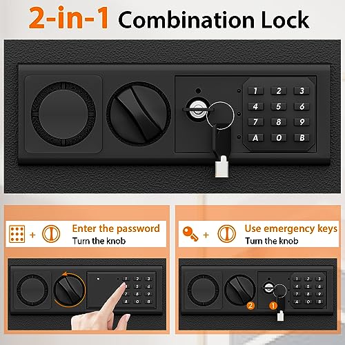 ERGOMASTER Hidden In Wall Safe Between Studs with Digital Keypad, Removable Shelf, Black