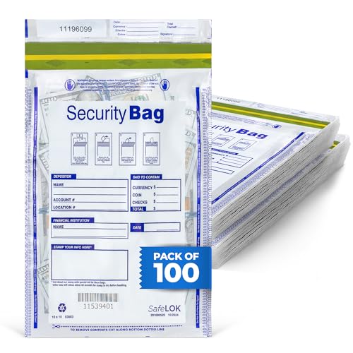 White Opaque Deposit Bags | Tamper-Evident Cash & Valuables Bag | Tear-Off Receipt | Heavy-Duty 10" x 15" | 100 pcs | ABC Check Printing