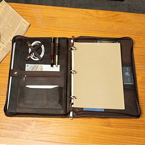 YIWEN Personalized Leather Portfolio 3 Ring Binder for 8.5 x 11 Notepad