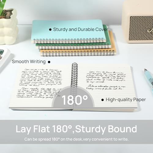 miikoul 24 Pack A5 Spiral Lined Notebooks, 8.1" X 5.5", 60 Sheets/120 Pages Wide Ruled Notebook Spiral Journals Bulk Paper Cover Notepad 12 Colors for Students Taking Class Notes Home Office Gift