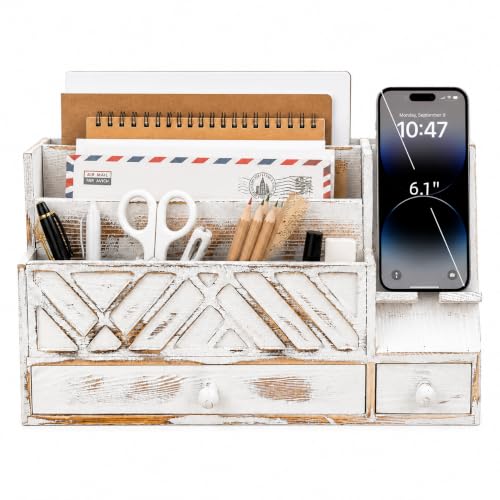 Gphudpzdl Wooden Mail Sorter Organizer Countertop, Mail and Letter Holder
