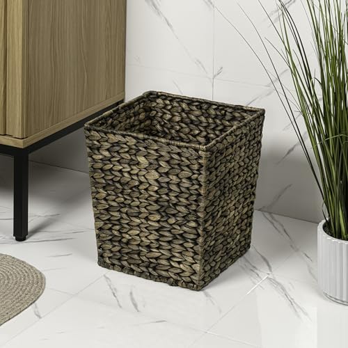 happimess Theo 4.8 Gal 12" Square Wicker Wastebasket, Brown, Set of 2
