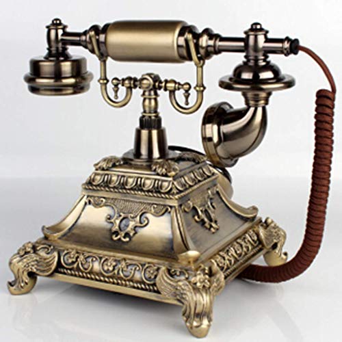 Antique Phone European Retro Phone Resin Metal Body Button Dial Vintage Landline,#1
