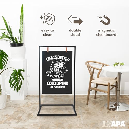 Ilyapa Metal A Frame Sign, Chalkboard Sidewalk Sign - 24x42 in Outdoor