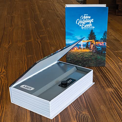ABUS Book Safe with Combination Lock - Secret Compartment for Valuables - Concealed as a Book - with Steel Cash Box - Blue