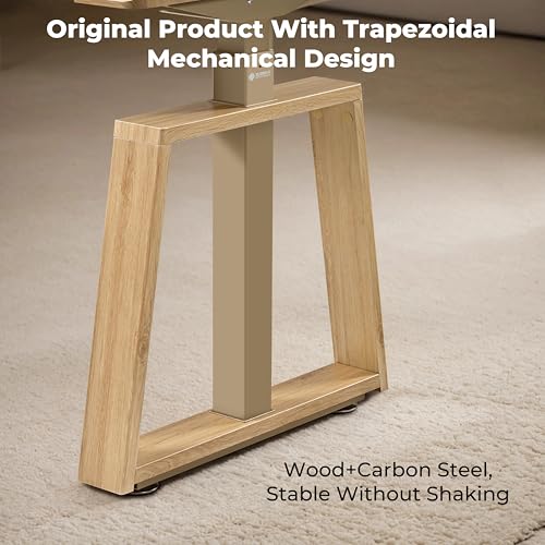 EUREKA ERGONOMIC Standing Desk, 63inch Executive Computer Desk Adjustable Height Stand up Table Modern Trapezoidal Leg,Touch Screen,Oak
