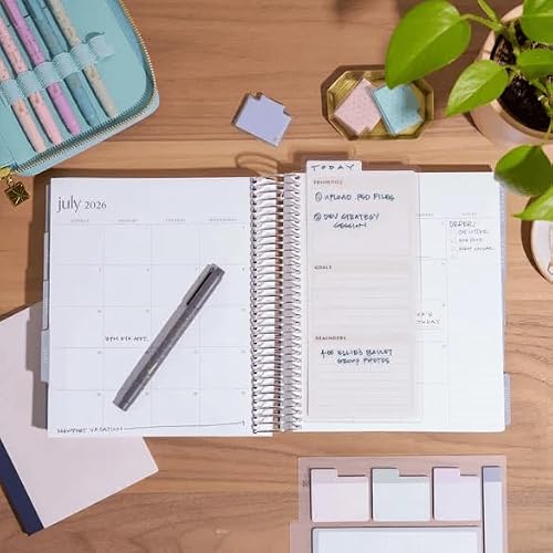 Erin Condren Minimal Mega Accessories Bundle, Functional Stationery Set with Pastel Magnetic Bookmarks, Sticky Notes, Productivity Dashboard, Dual-Tip Markers, Graph Notebook, and Planny Pack
