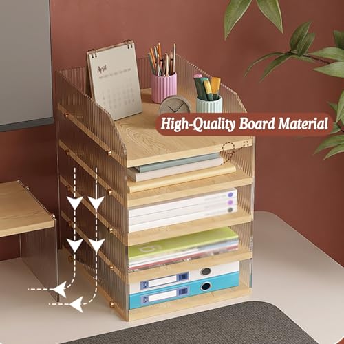 File Classification Organizer, Desktop File Organizer, 3/4/5-Layer Paper Sorter, Desktop Student Bookshelf, Paper Locker for Home, Classroom, Office, School(5tier)