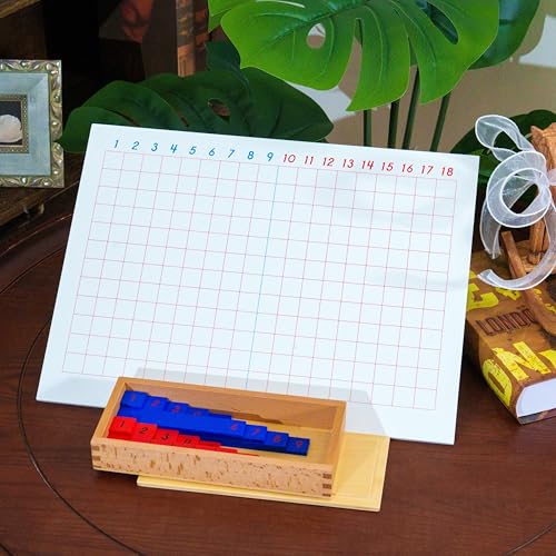 Premium Montessori Math Toys, 16″ Wooden Addition Strip Board with Beechwood Strips, Math Manipulatives for Kids Ages 5-7, Learning Addition Facts, Homeschool & Classroom Teaching Aids for Toddlers