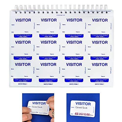 TEMPbadge Giant Sign in Visitor Badge Log Book (480 Badges) One Day Self Expiring - Security Name Tag Stickers - Easy Guest Management/Registry System for School & Business by Specialist ID