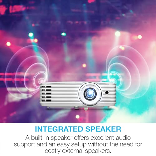 Optoma EH401 Full HD, 4000 Lumens, Dual HDMI, USB Power for Streaming Stick, Built-in Speaker, Compact Projector for Office & Classroom, 1080p
