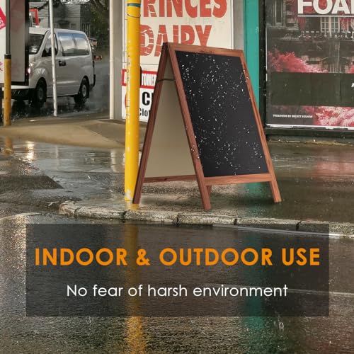 INNOVART A-Frame Sidewalk Sign 36" x 20", Double-Sided Felt Sandwich Letter Board with Changeable Letters, Letter Board Sign with Stand for Restaurant, Retail, Church, Wedding, Outdoor Event, Dark Brown