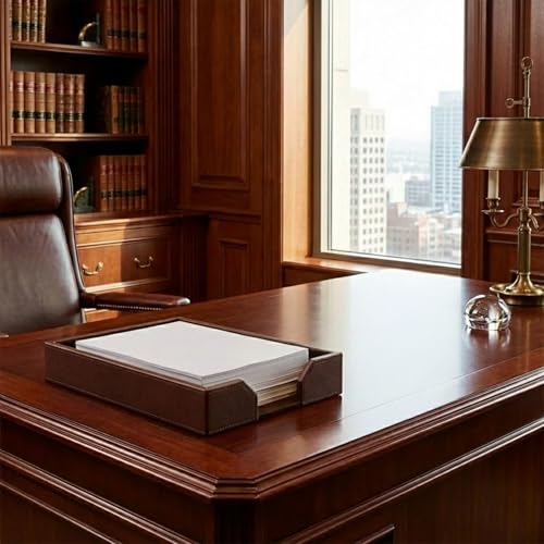 DACASSO Bonded Leather Desktop Letter Tray - Luxury Letter Holder & Paper Organizer for Desk - Office Organization & Executive Desk Decor - (Dark Brown)