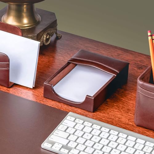 Dacasso Luxury Chocolate Brown Leather 4" x 6" Memo/Note Holder for Desktop - Executive Decor & Office Desk Organization Essential