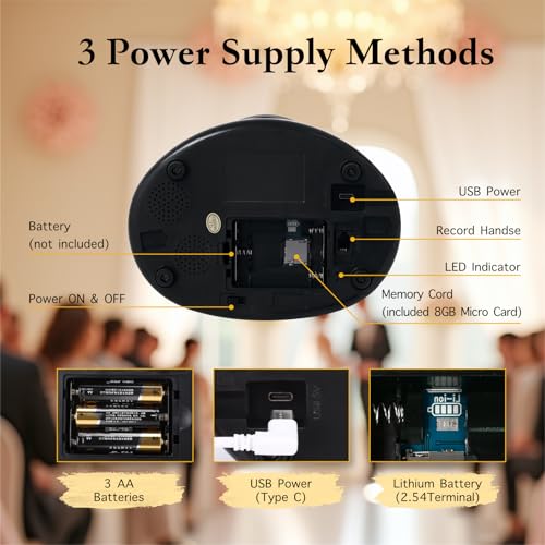 PLIFOEW Audio Guest Book Wedding Phone,Audio Guestbook Phone Vintage Style Audio Message Voicemail for Graduation Retirement Party Birthdays Baby Shower Special Occasions (Black)