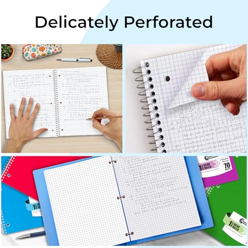 Rosmonde 24 Pack 1 Subject Graph Paper Spiral Notebook, 70 Sheets/140 Pages