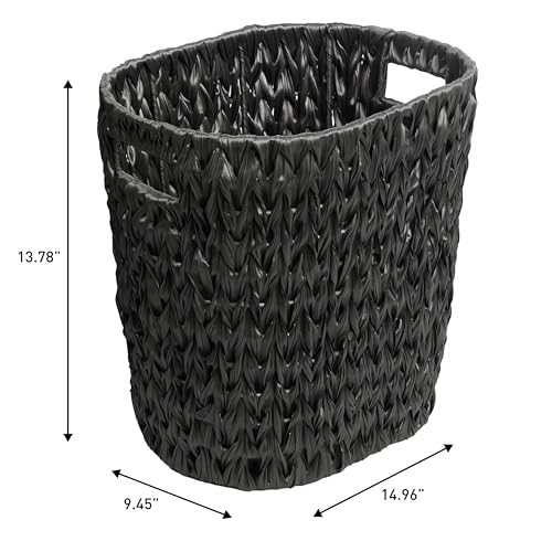 happimess Maple 4.5 Gal Oval Wicker Wastebasket, Black, Set of 2