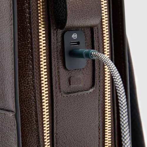 Piquadro - Leather Backpack Laptop 15.6" - Women - Brown
