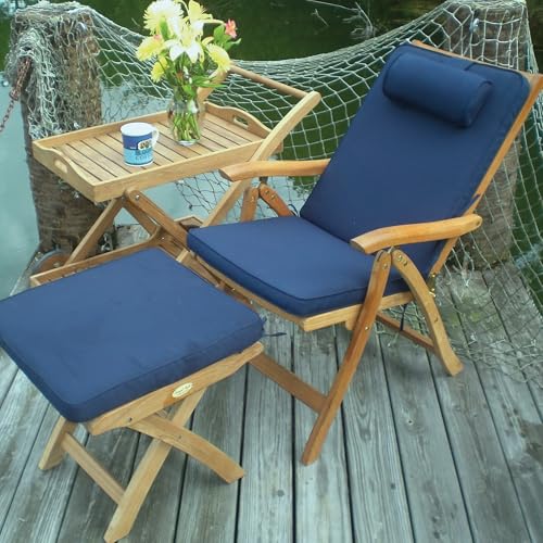 Royal Teak Collection Outdoor Footrest, Kiln-Dried Teak Square Wooden Foot Stool for Patio, Deck, and Poolside, Weather-Resistant Ergonomic Foot Rest (FTSTL)