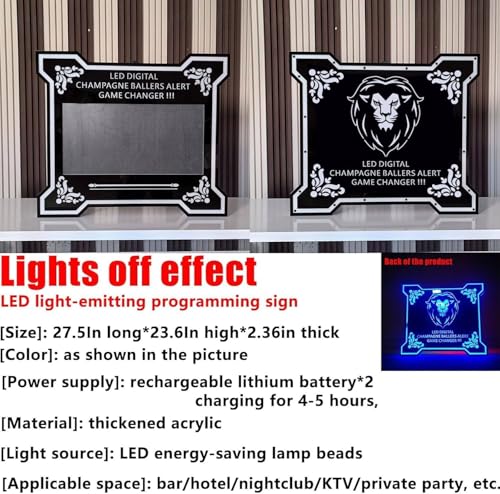 AityBuy Night Club Signs VIP Board LED Message Board,LED Club Bottle Presenter,App Programmable Color Display Screen,for Wedding, Birthday,Parties,Club VIP Service