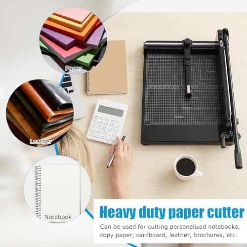 ALINUOYQ 17inch Guillotine Paper Cutter, Heavy Duty Paper Trimmer with Double Safety Protection, Stack Cards Trimmer Solid Steel with Rubber Foot Pads 400 Sheets Capacity for Classroom Crafting