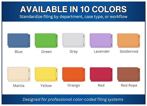Red Rope Casebinder File Folders, Doctor Stuff, End Tab, Letter Size Casebinder Style Folder with Fully Reinforced Back and 2" Embedded Fastener on Endwing, 14 pt Stock, Carton of 250