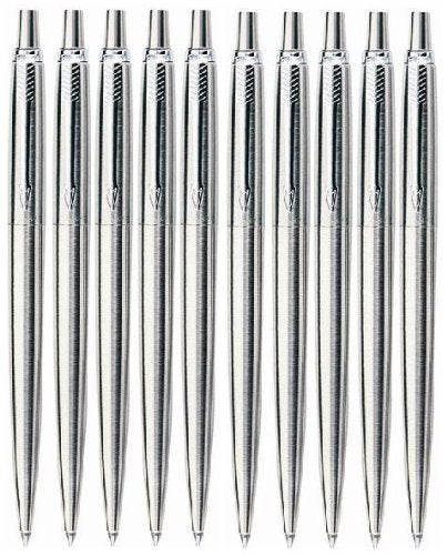 10 x PARKER JOTTER STAINLESS STEEL BALLPOINT with BLACK INK