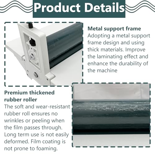 HayWHNKN Manual Cold Laminator High Precision 29.5 Inch Wide Desktop Cold Laminating Machine Adjustable Pressure Rubber Rollers with Fold-up Table for Posters, Photos, Documents, Book Laminating